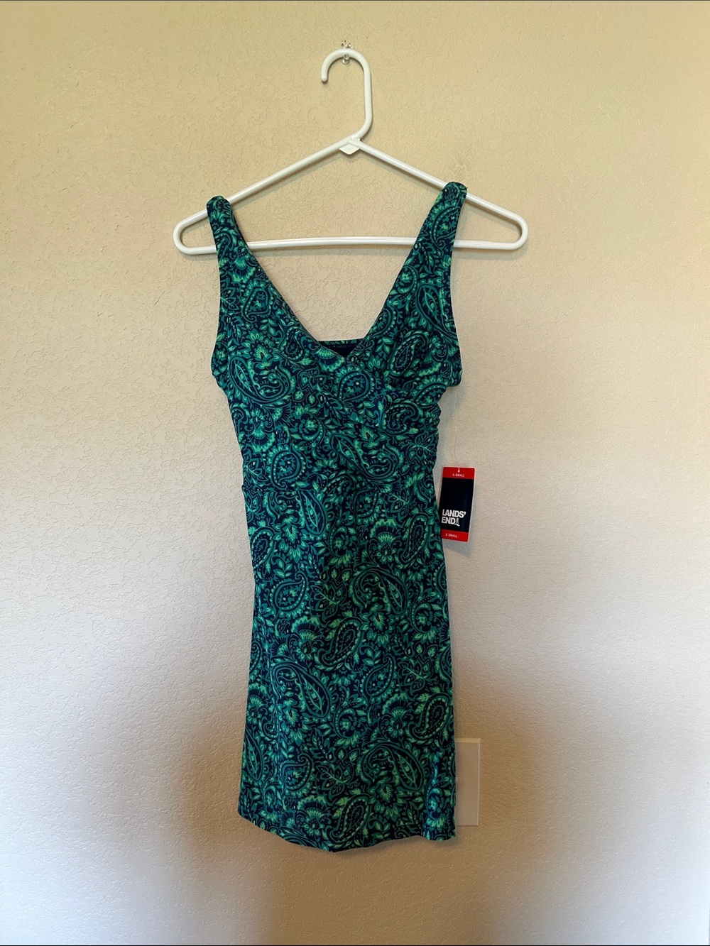 NWT Lands' End Paisley Tummy Control Swim Dress One Piece XS